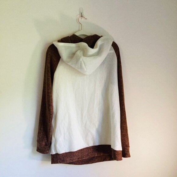 White Birch Brown & White Two Tone Hoodie Soft & Cozy Size XL - Picture 2 of 6